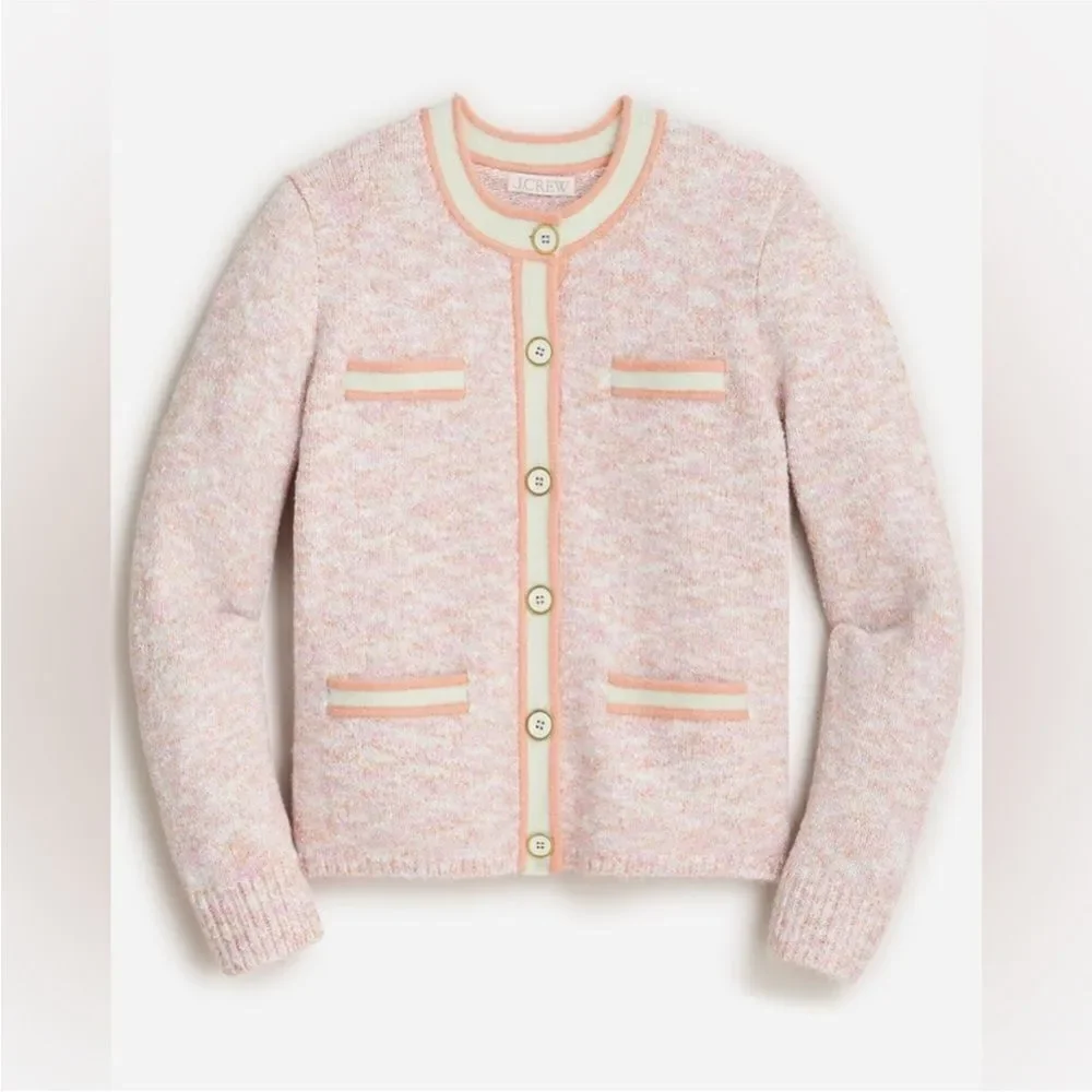 NWT J CREW Marled sweater lady cardigan in blush pink - Picture 5 of 8